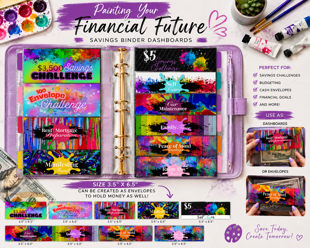Painting Your Financial Future Savings Binder Dashboards Printable Set