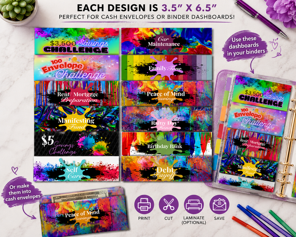 Painting Your Financial Future Savings Binder Dashboards Printable Set