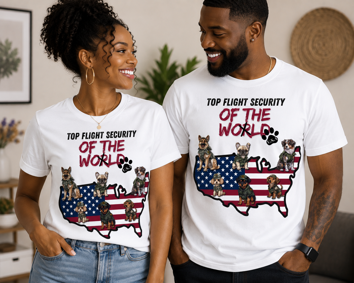 Top Flight Security Pet Shirt | Funny K9 USA Graphic Tee | Patriotic Military Dog T-Shirt |