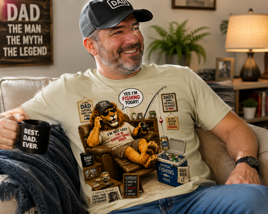 Yes I'm Fishing Today – Funny Lion Dad PNG | Instant Digital Download