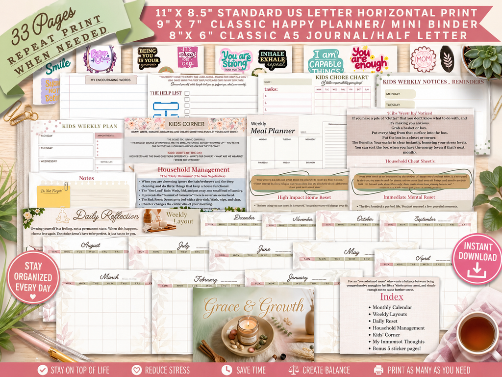 The Overwhelmed Mom Planner – Digital Download