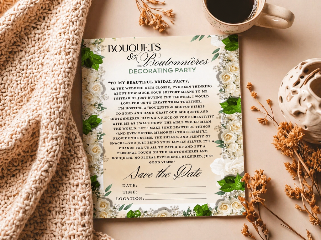 Boutonnières & Bouquets Bridal Party Decoration Party Invitation | Canva Pro Editable + PNG for Free Canva & Other Software