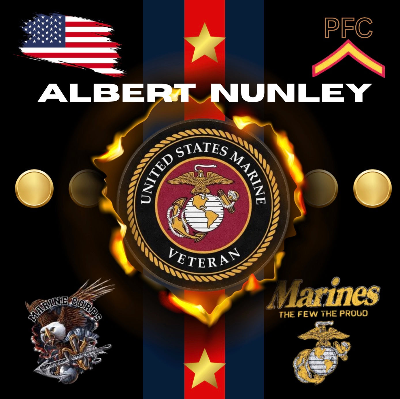 Personalized Marine Corps Veteran 20oz Tumbler Design | Canva Pro Editable + PNG for Free Canva & Other Software