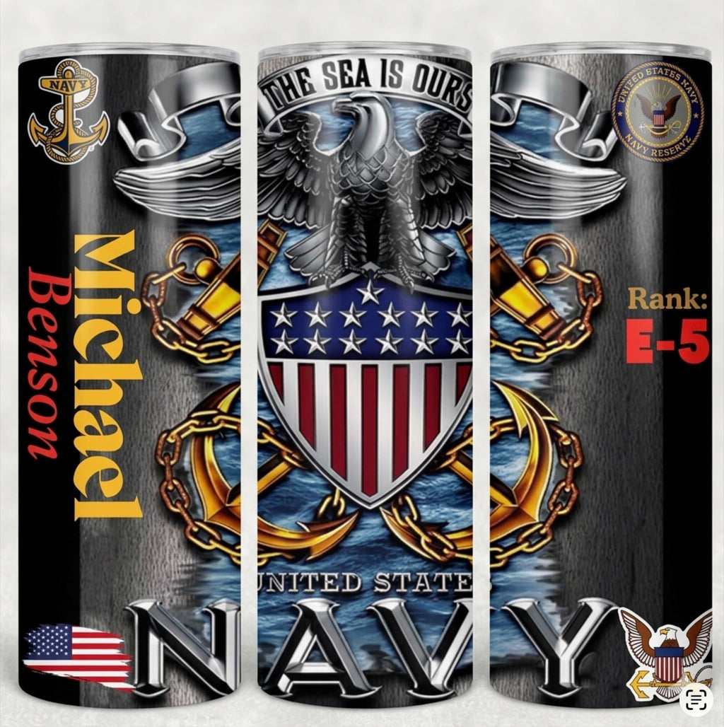 US Navy Tumbler Wrap | Canva Pro Editable + PNG for Free Canva & Other Software