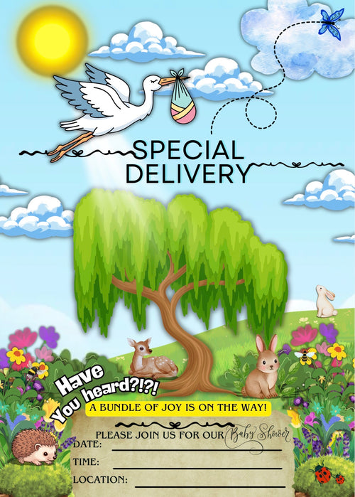 A Flutter of Excitement is in the Air! Whimsical Baby Shower Invitation – Lovely for Spring and Summer Baby Arrivals