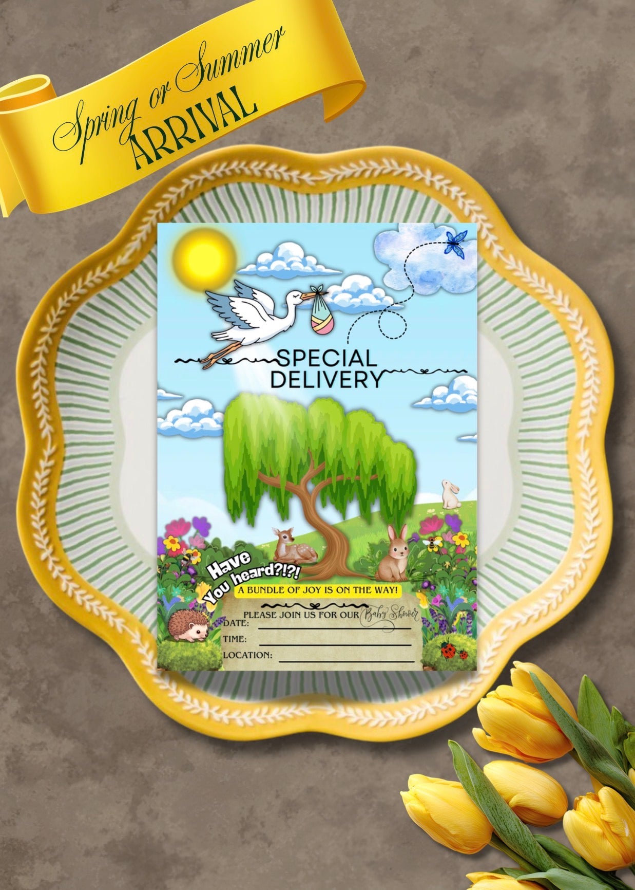 A Flutter of Excitement is in the Air! Whimsical Baby Shower Invitation – Lovely for Spring and Summer Baby Arrivals