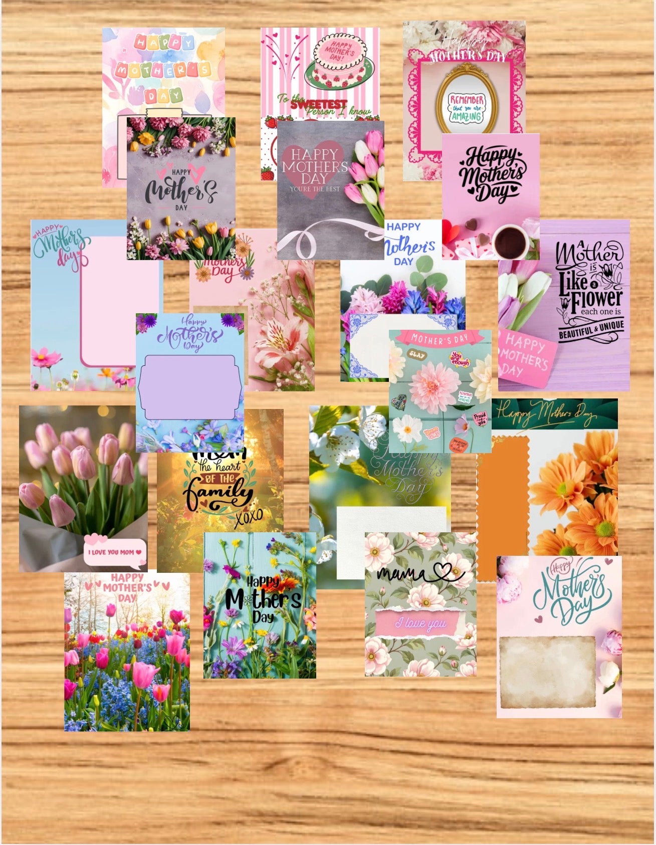 Mother's Day Printable Note Cards with Handwritten Message Space