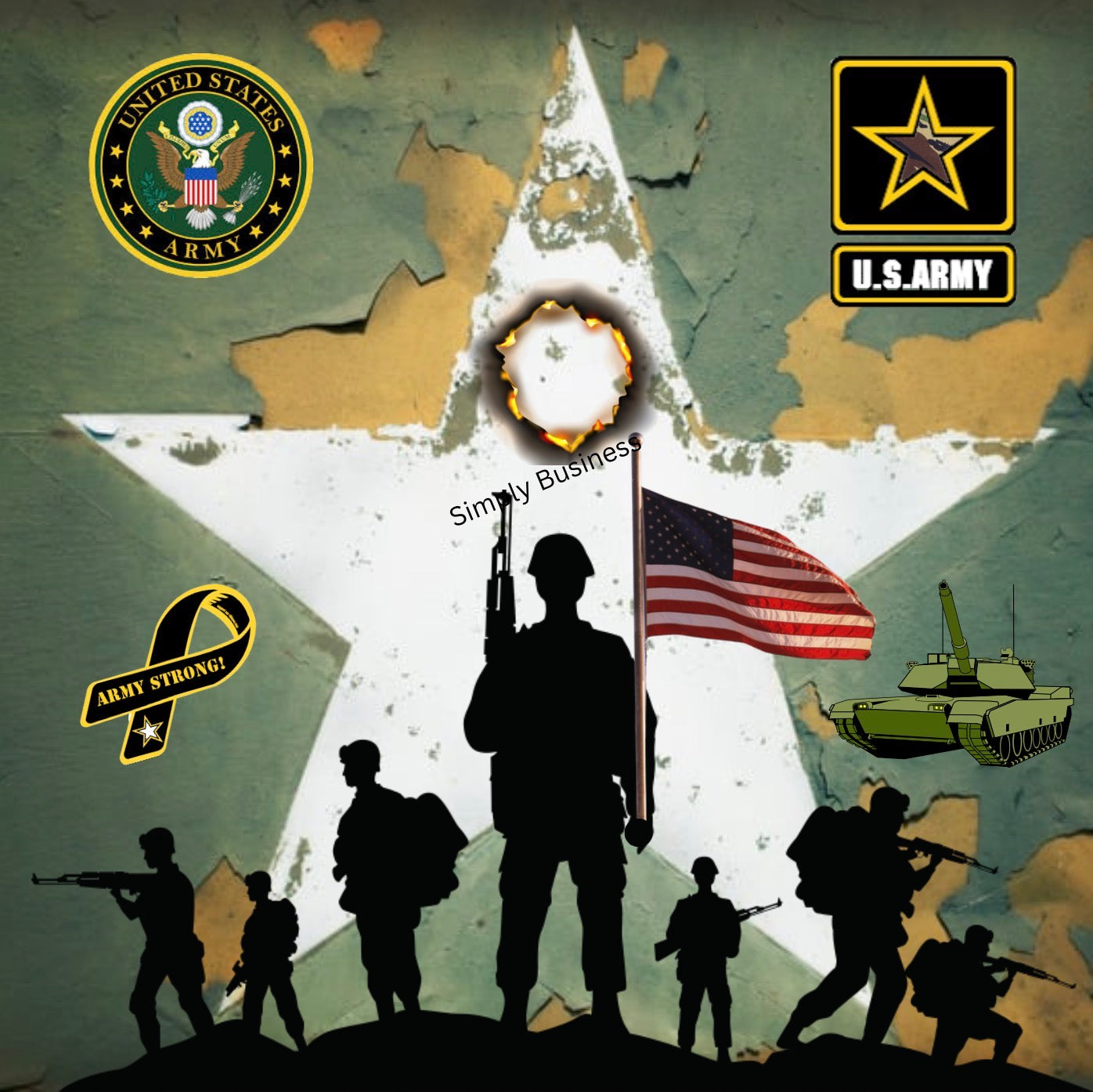 Personalized Military Tribute Army Strong Design | Canva Pro Editable + PNG for Free Canva & Other Software