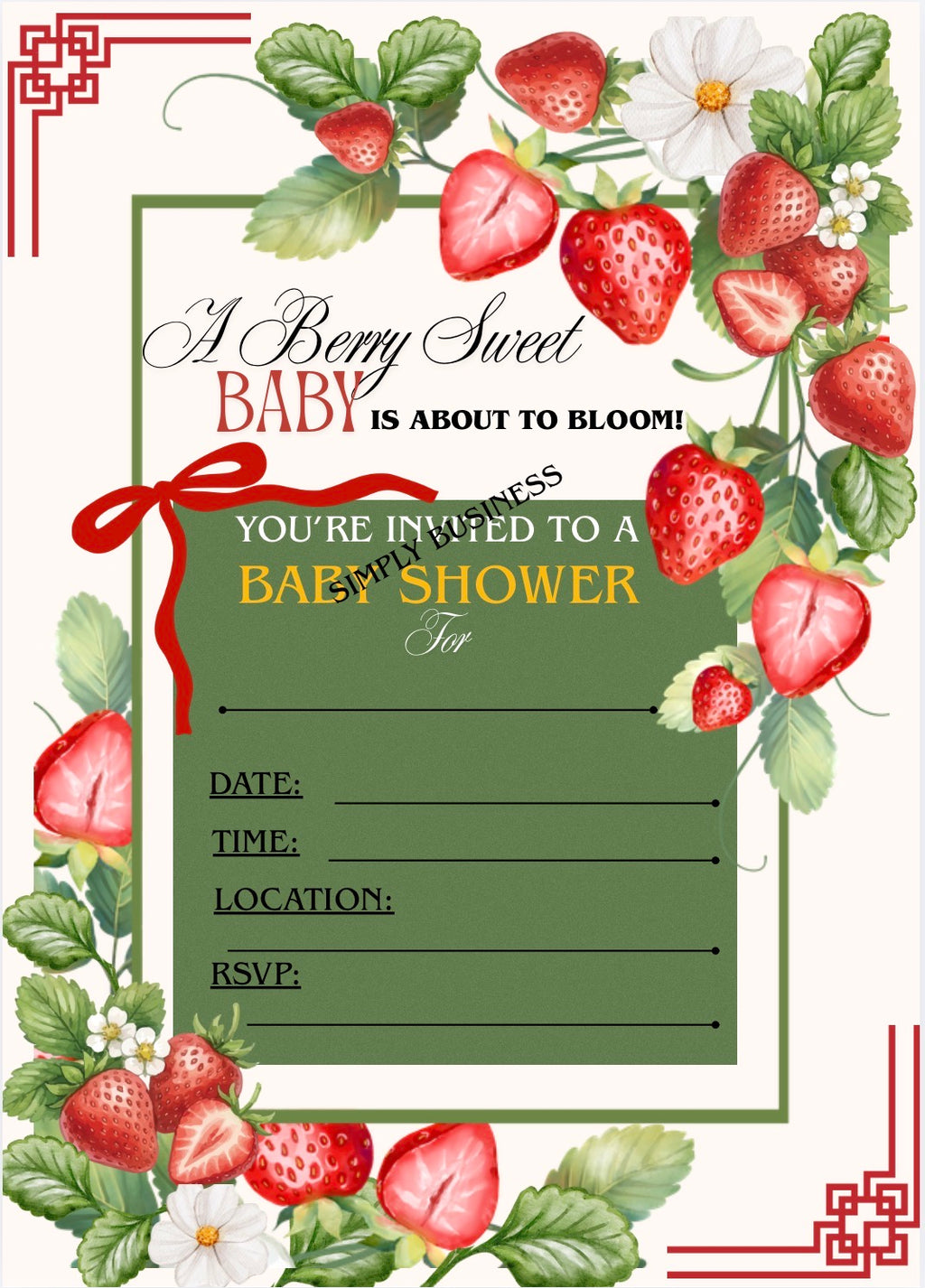 A Berry Sweet Baby Is On The Way - Baby Shower Invitation