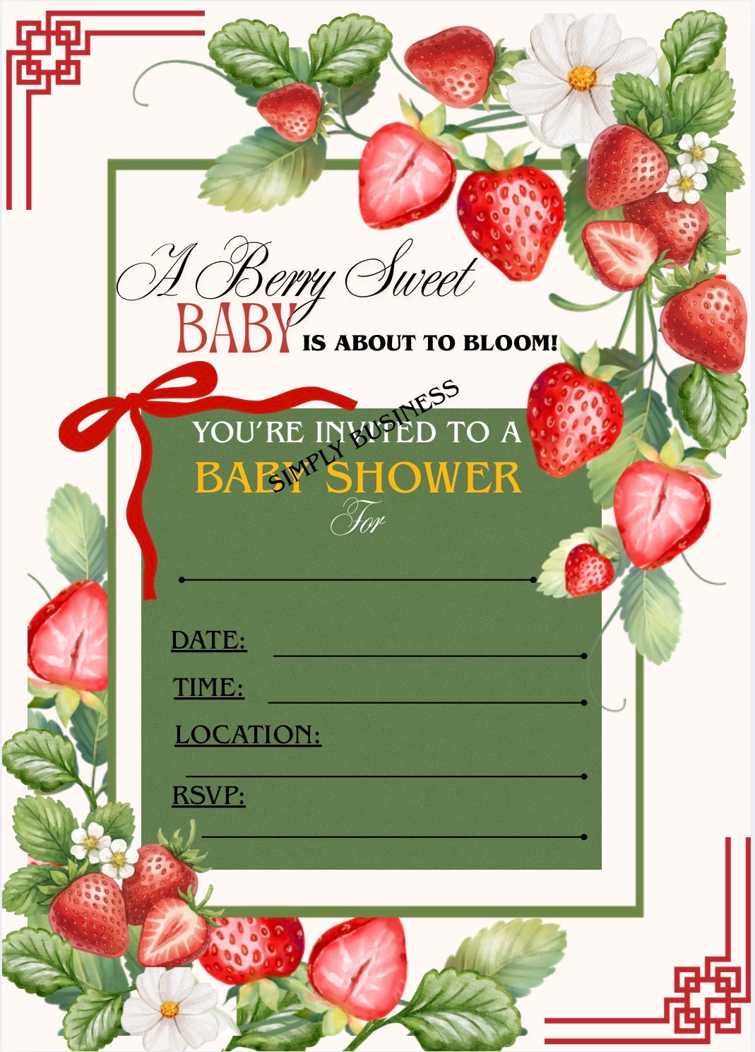 A Berry Sweet Baby Is On The Way - Baby Shower Invitation