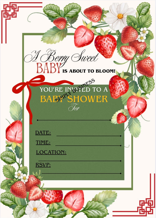 A Berry Sweet Baby Is On The Way - Baby Shower Invitation