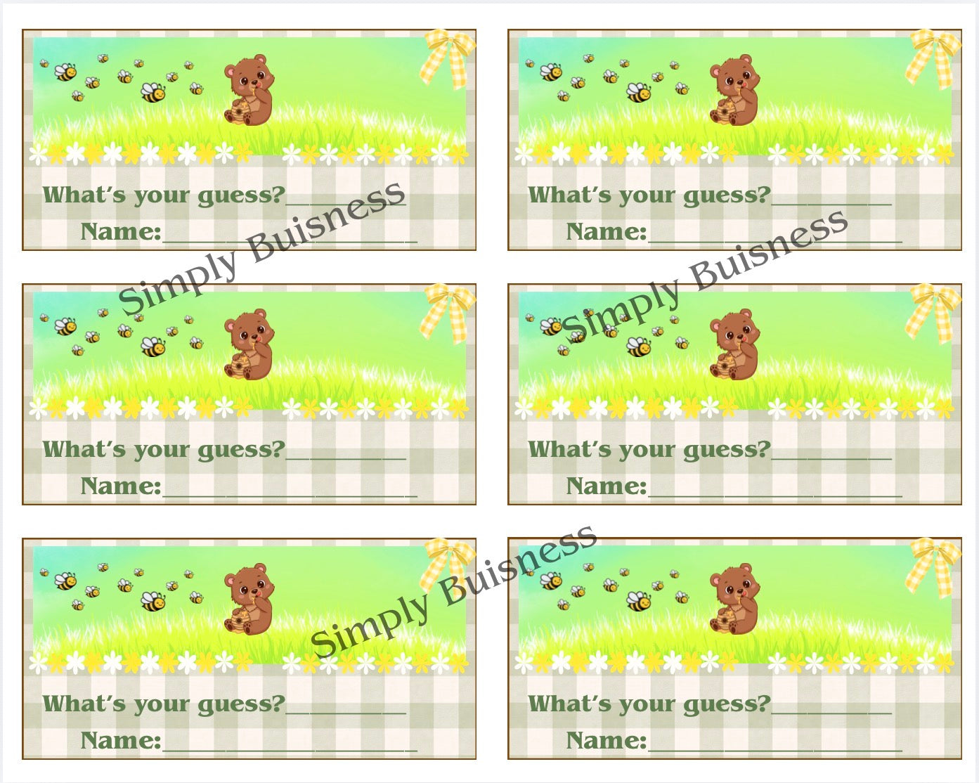 Sweet as Can Bee Baby Shower Thank You Card 5x4 in | PDF & PNG Instant Download