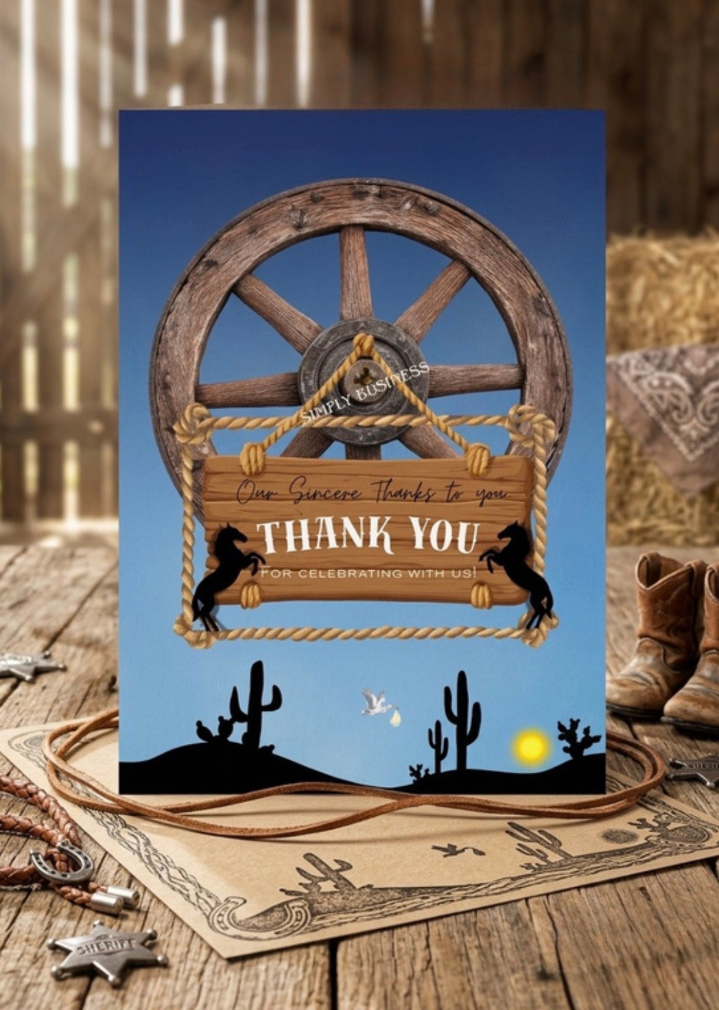 Cowboy Baby Shower Thank You Card – Printable PNG