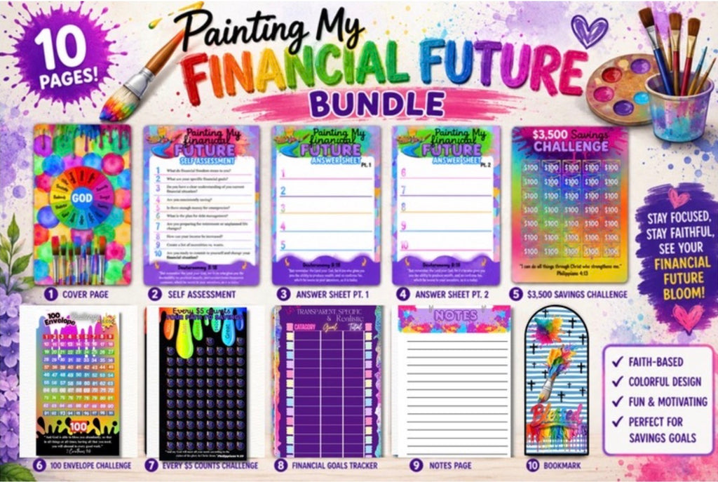 🖌️ Paint Your Financial Future |Faith Based 10-Page Savings Bundle ($8,950 Total!)