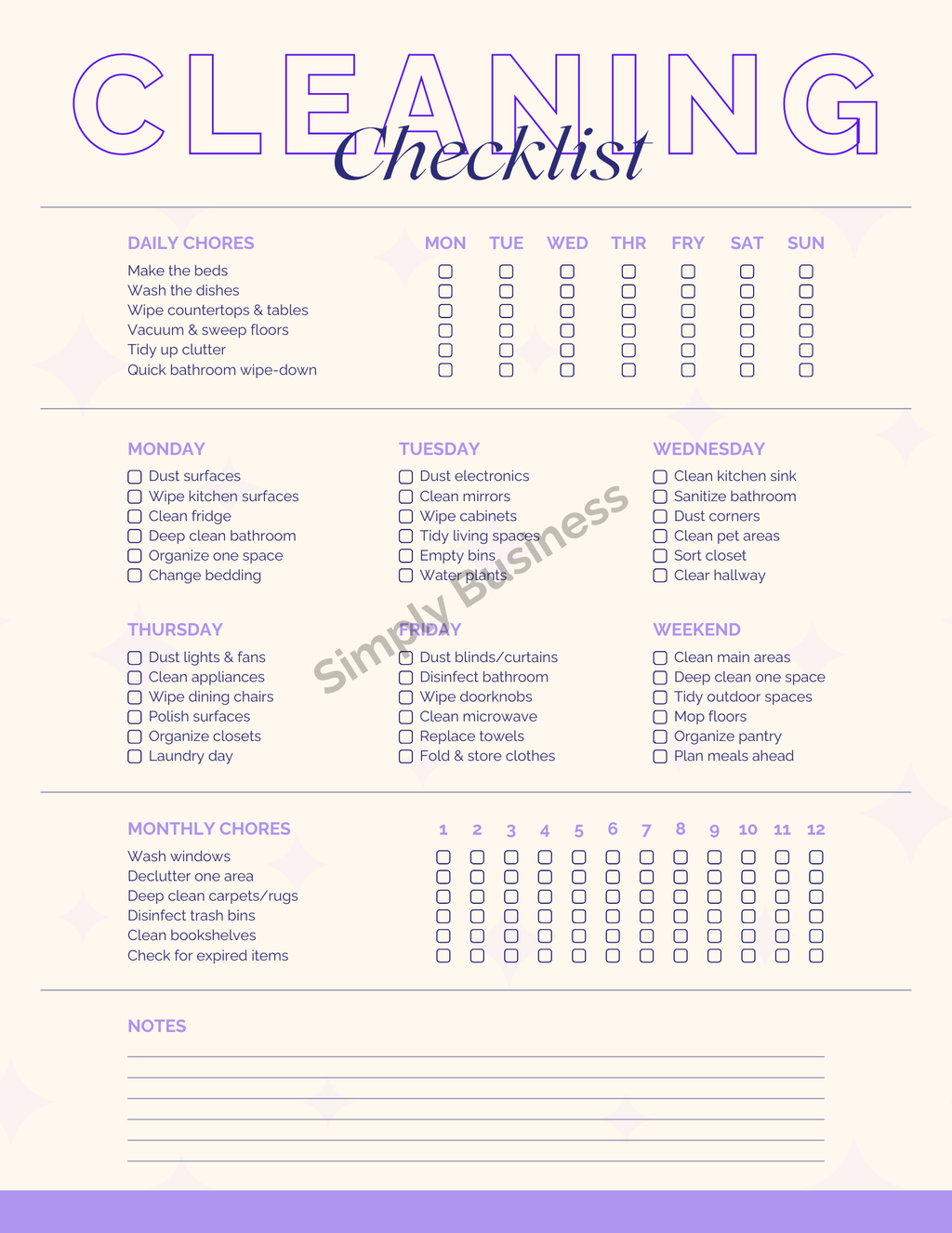 ADHD Friendly Cleaning Checklist, Simple Home Routine Printable, Weekly Planner, Calm & Organized Living