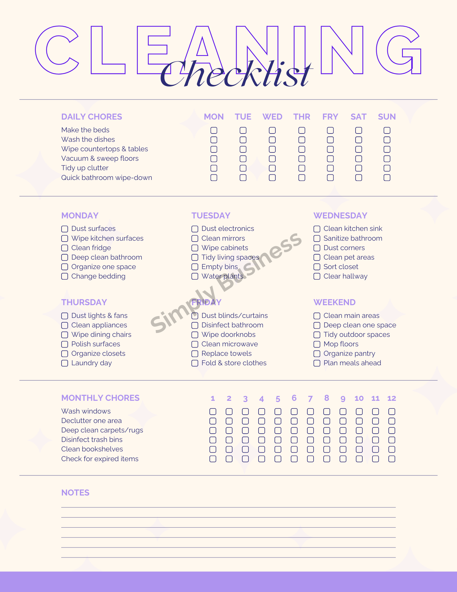 ADHD Friendly Cleaning Checklist, Simple Home Routine Printable, Weekly Planner, Calm & Organized Living