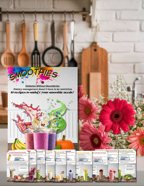 10 Diabetes-Friendly Smoothie Recipes | Printable 5x7 Recipe Cards | Healthy Low Glycemic Shakes | Diet Management