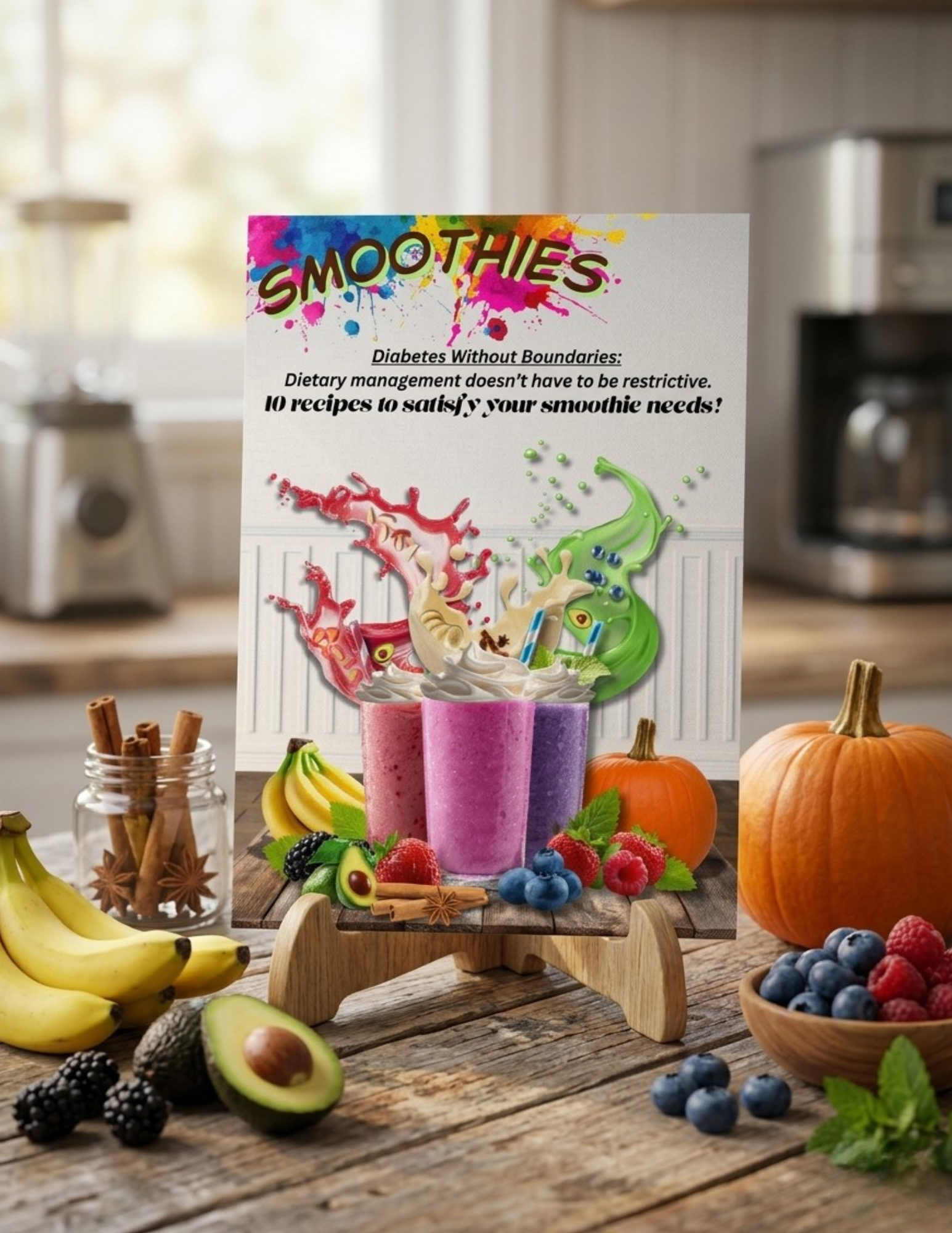10 Diabetes-Friendly Smoothie Recipes | Printable 5x7 Recipe Cards | Healthy Low Glycemic Shakes | Diet Management