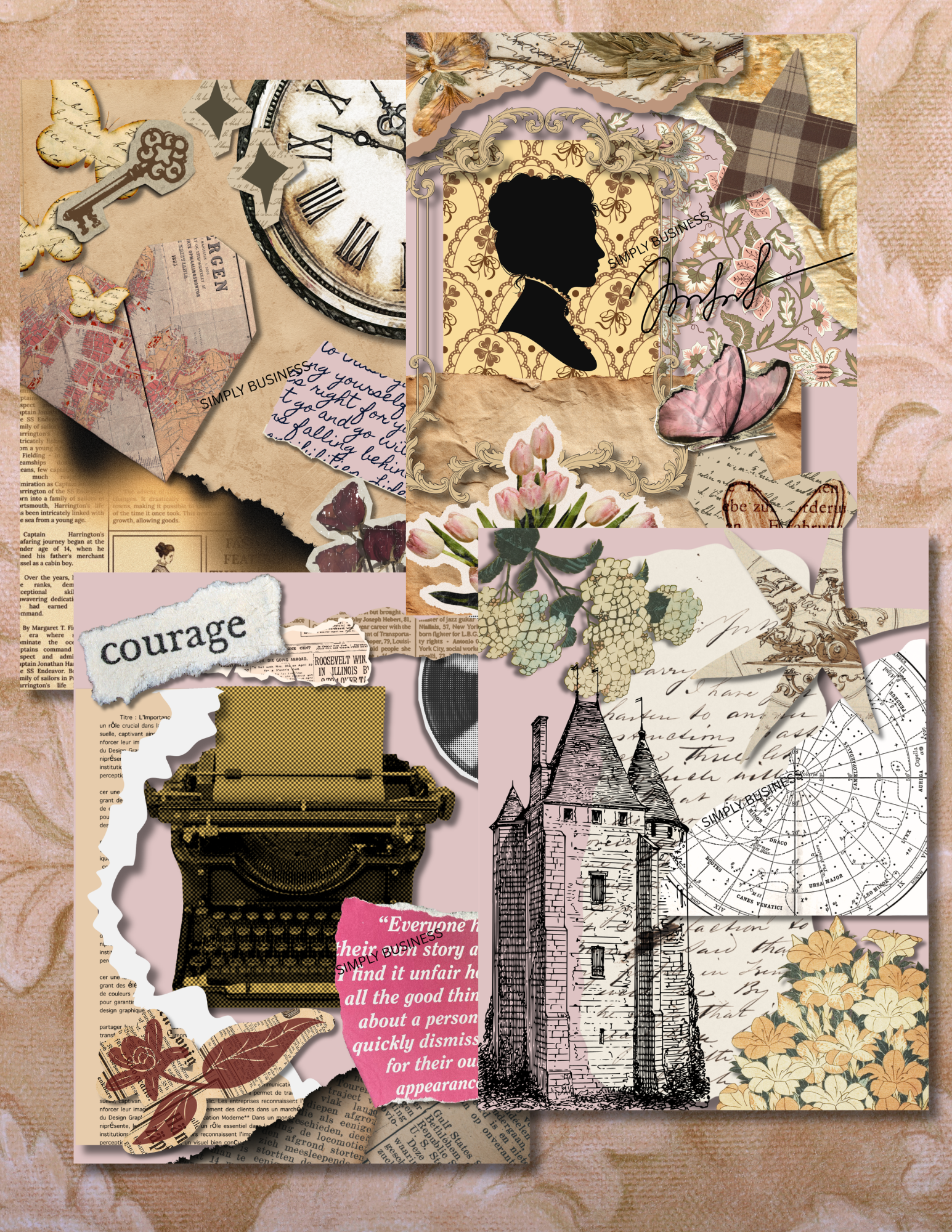 Vintage Scrapbook Paper Pack, Junk Journal Kit, Antique Ephemera Printable Pages