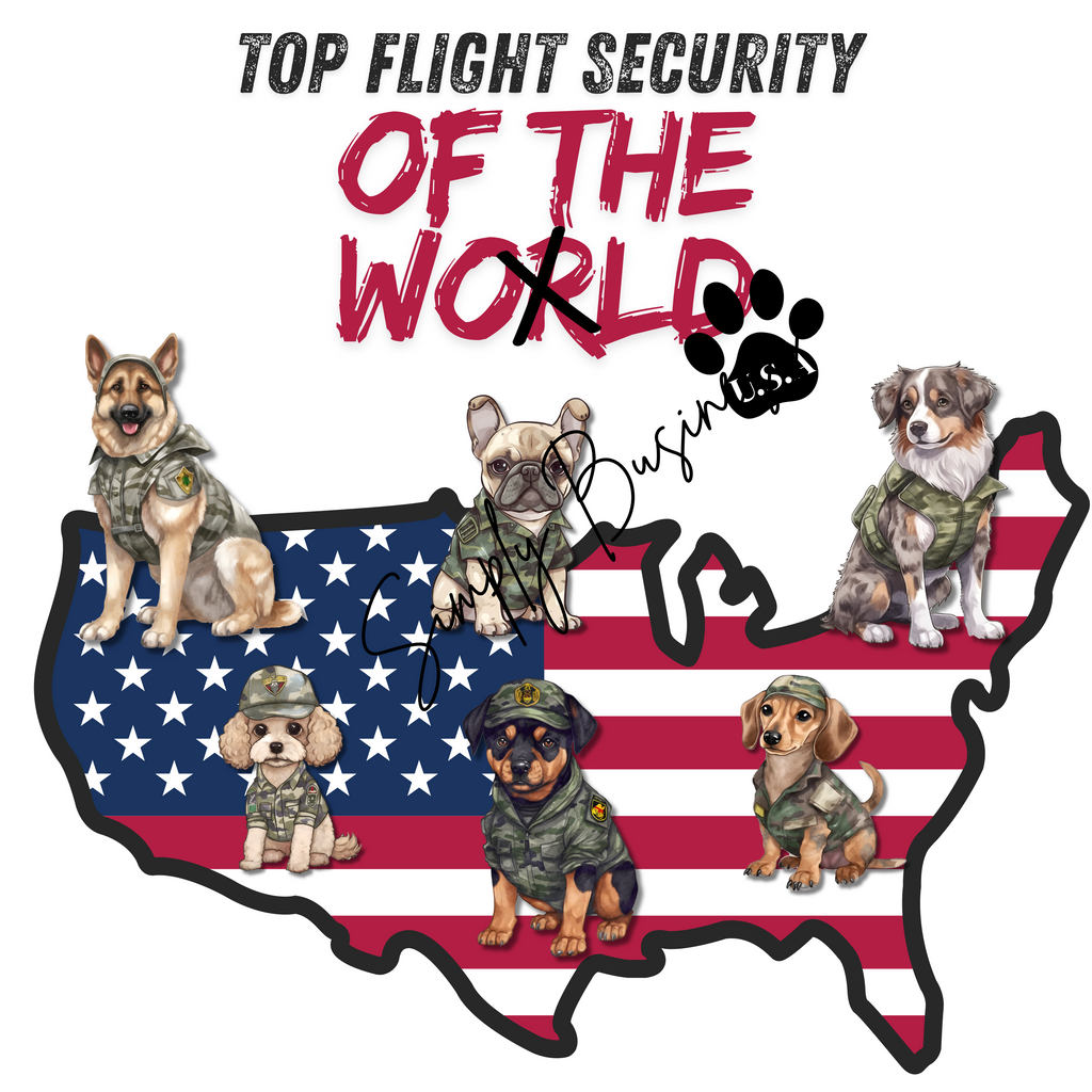 Top Flight Security Pet Shirt | Funny K9 USA Graphic Tee | Patriotic Military Dog T-Shirt |