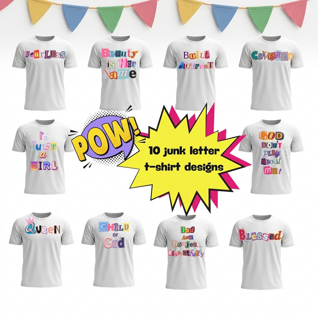 Junk Letter Quotes T-Shirt Designs Bundle – 10 PNG & SVG Files