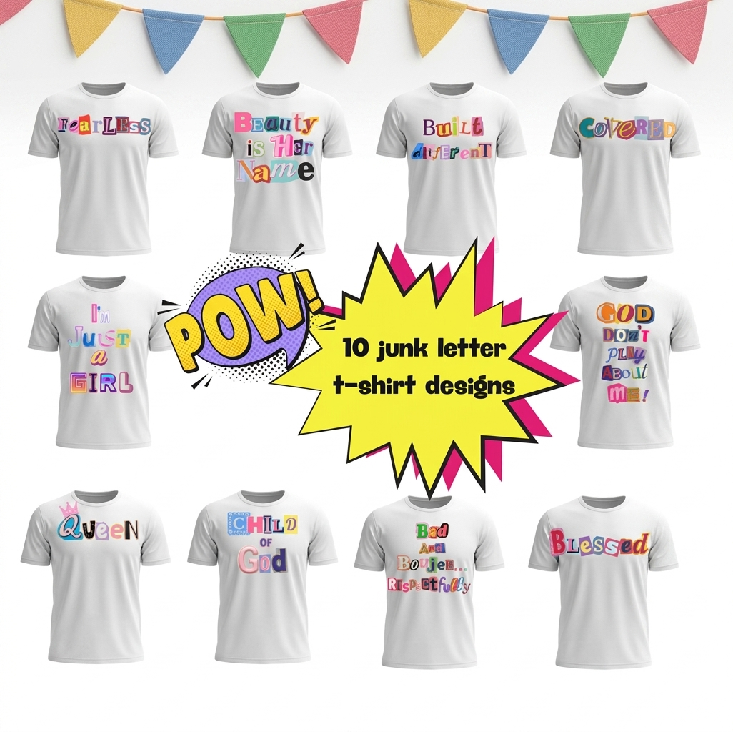 Junk Letter Quotes T-Shirt Designs Bundle – 10 PNG & SVG Files