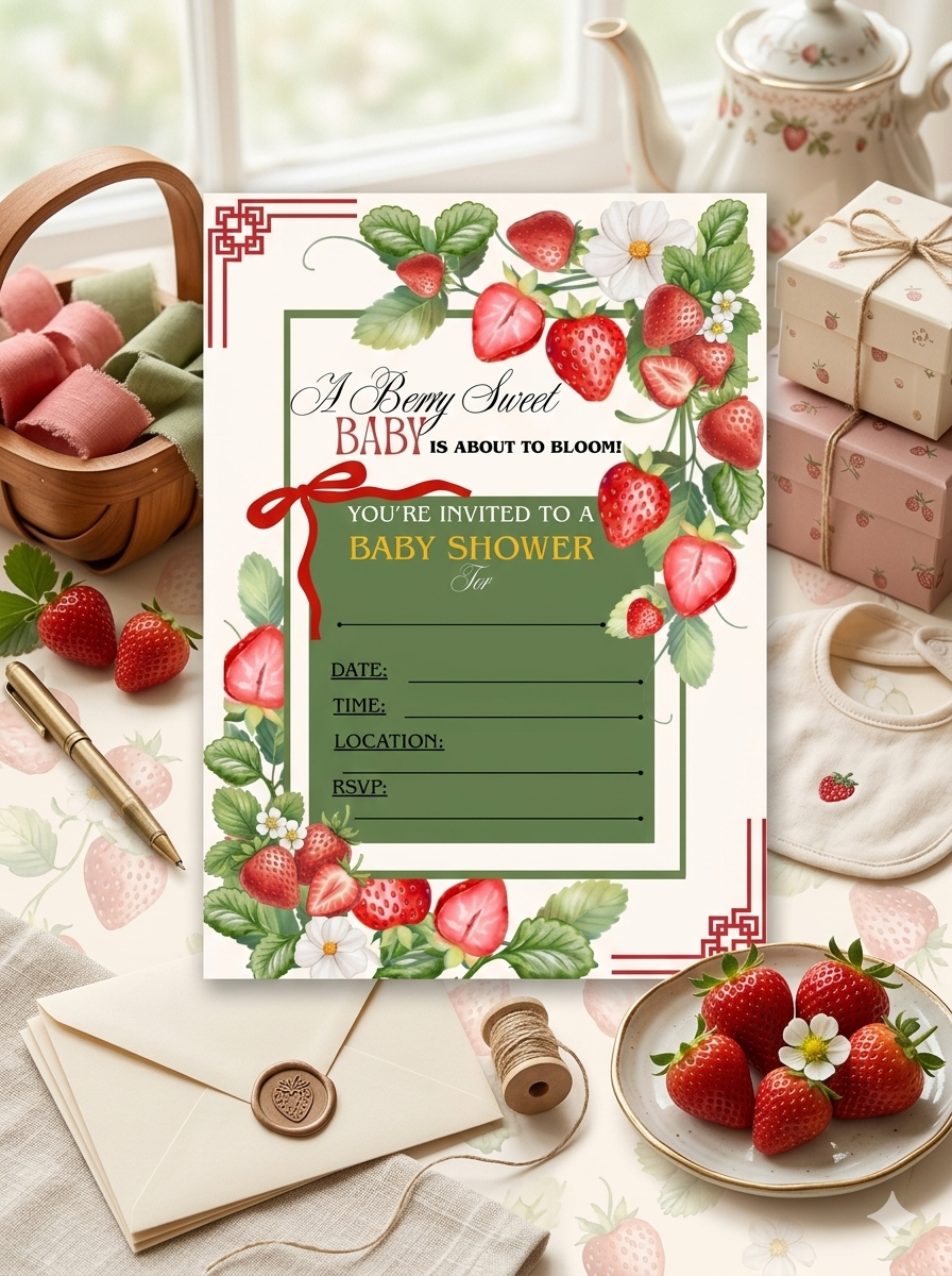 A Berry Sweet Baby Is On The Way - Baby Shower Invitation