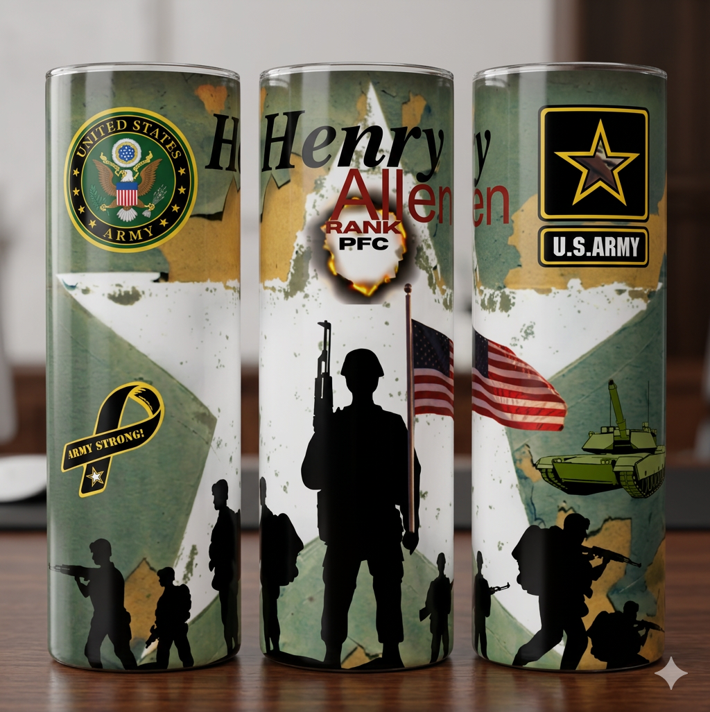 Personalized Military Tribute Army Strong Design | Canva Pro Editable + PNG for Free Canva & Other Software
