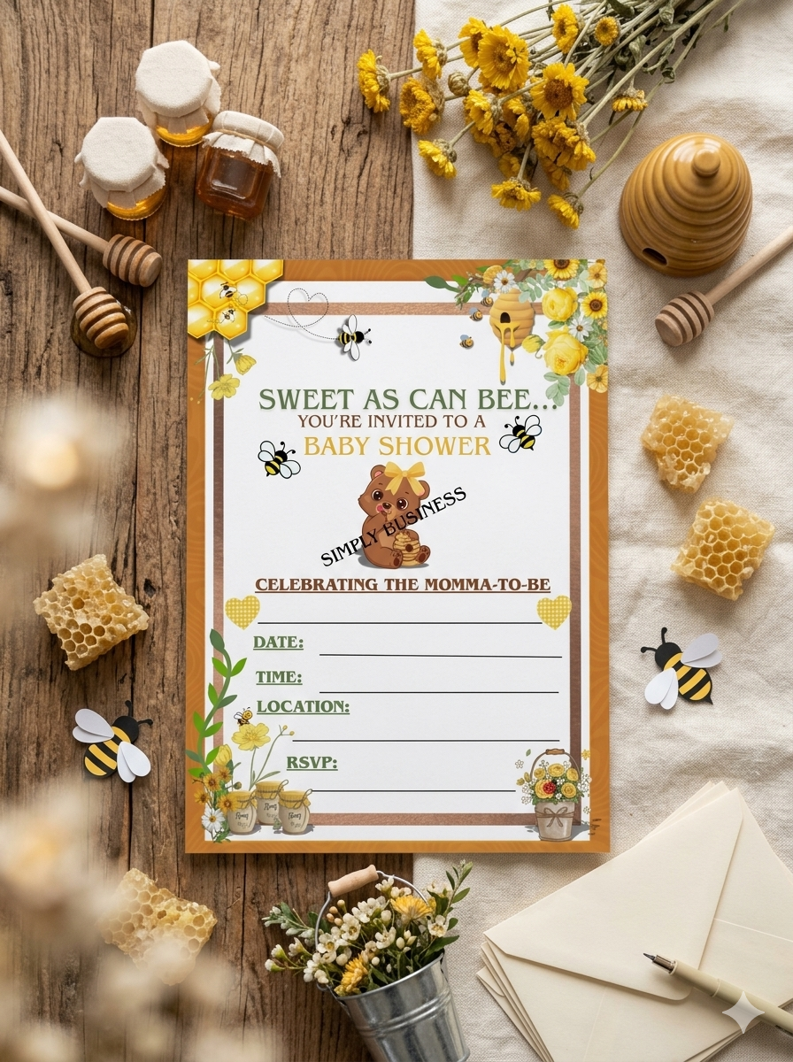 Sweet As Can Be Baby Shower Invitation – Printable 5x7 PNG